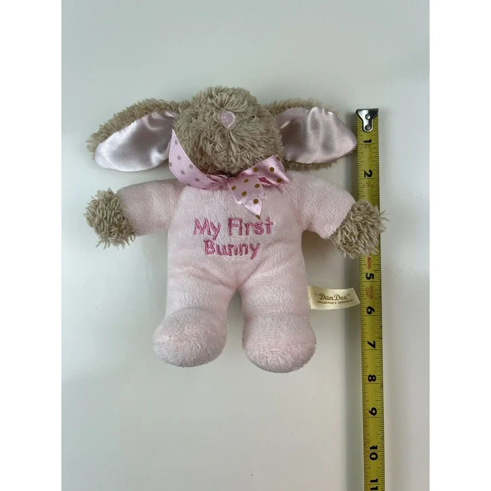 Dan Dee Pink Plush Stuffed Animal My First Bunny Satin Ears Rattle Baby Lovey